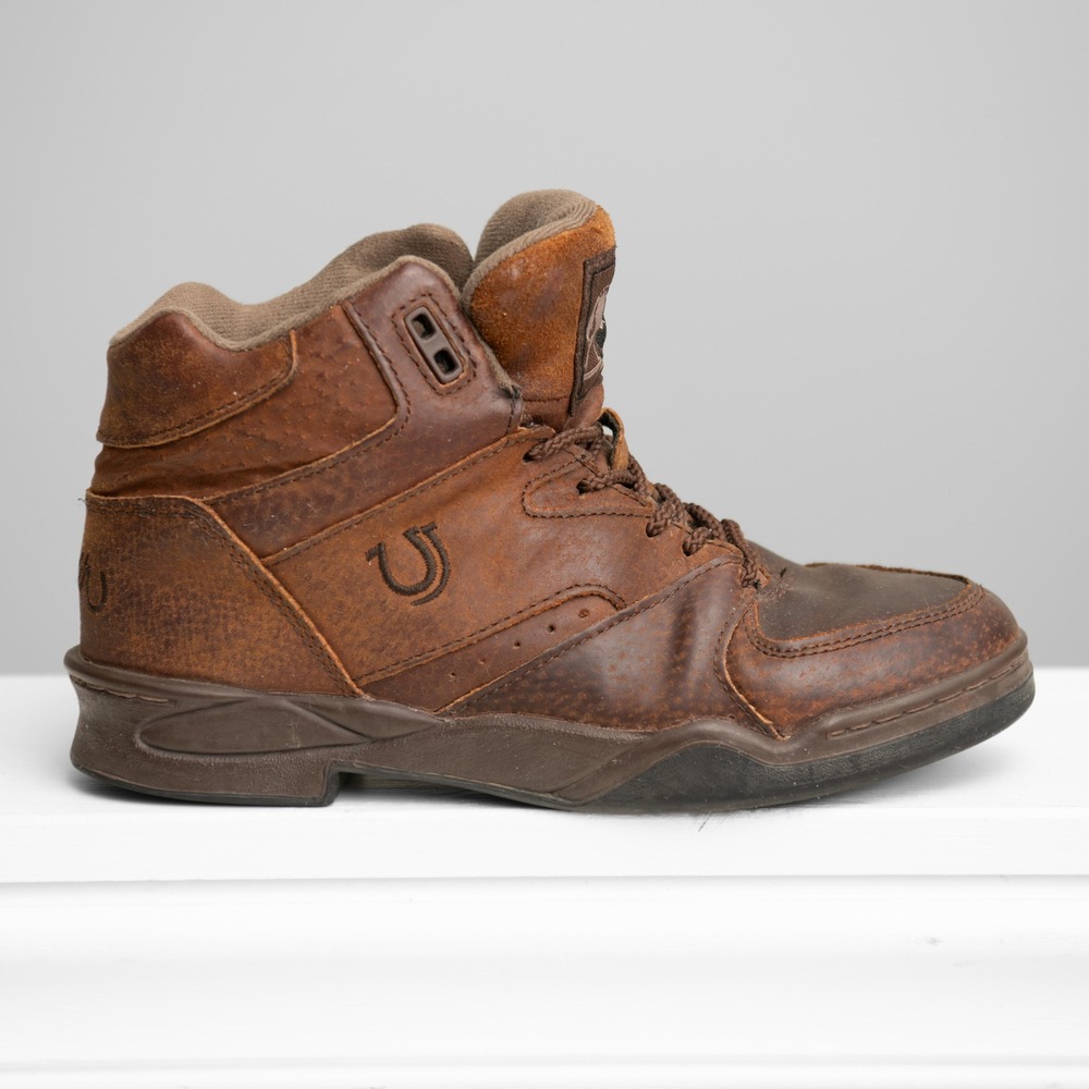 Roper Horseshoes Western Hiking Boots Womens 9.5 Brown Leather Rugged Ranchwear
